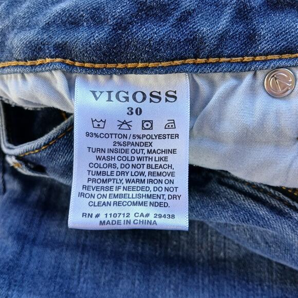 Vigoss Jagger Skinny Dark Wash 30 distressed  31"W 28"L ripped destruction - Picture 9 of 16